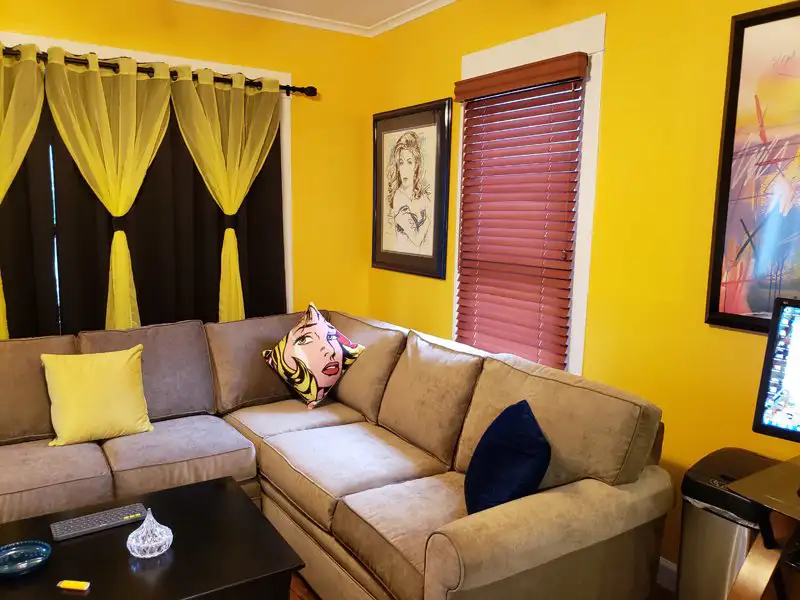 Finished interior painting project - Springfield IL sitting room painted a warm yellow